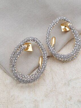 Alexis Bittar Solanales White Crystal Spiral Post Earrings Gold